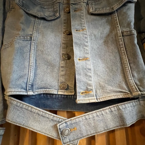 LNDN Medium Wash Denim Jacket with Cut Outs - Picture 2 of 7